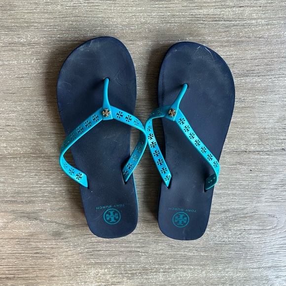Tory Burch Shoes - Tory Burch woman’s Miranda Flip Flop flat French turquoise size 8